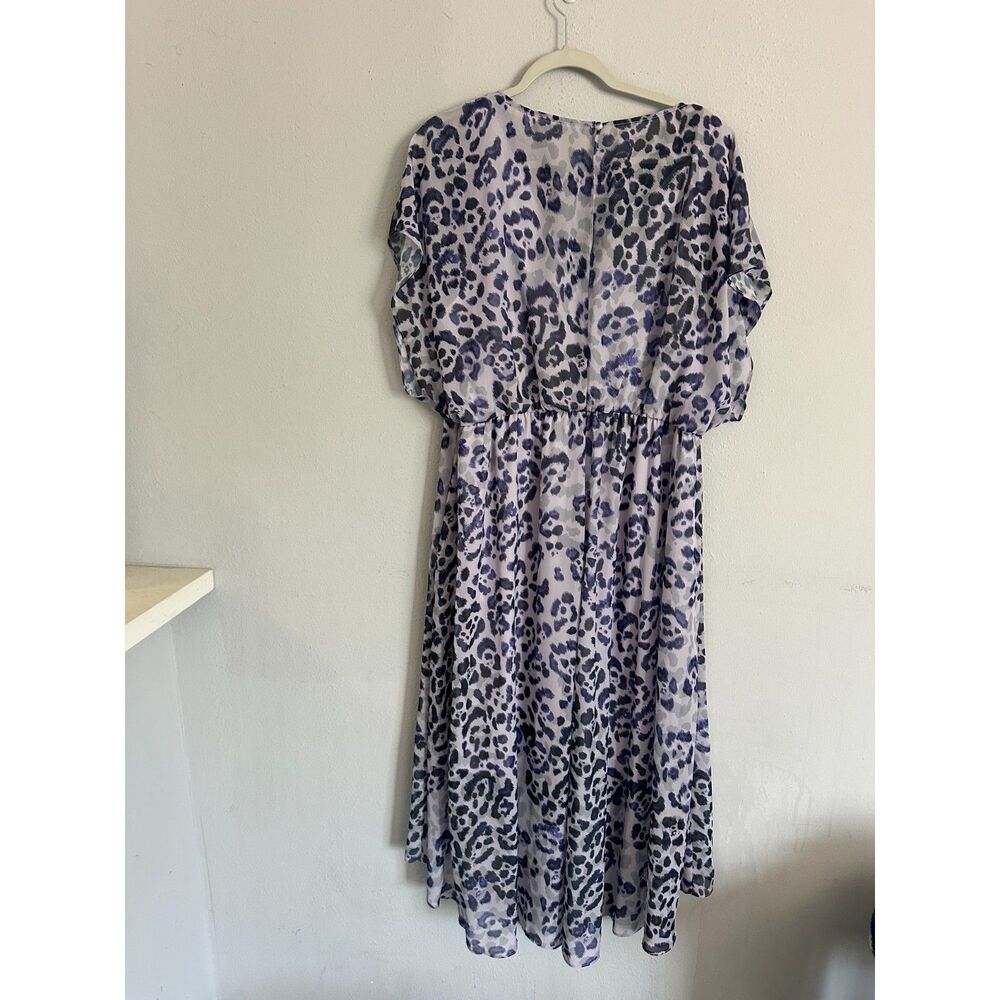 Adrianna Papell Blue Leopard Print Chiffon High Low Maxi Dress 18W XL - Picture 8 of 12